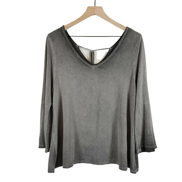Arizona Jean Co. Tops - Arizona Jean Co. Gypsy Blouse Top Gray Size XL Boho Bell Sleeve Womens Juniors